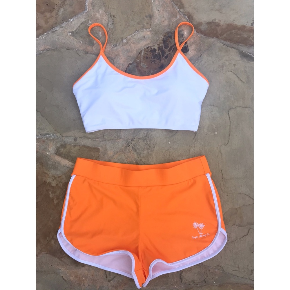 Two piece orange swimsuit set